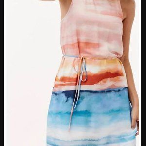 Bella Dahl Horizon Sunset Racerback Mini Dress w/ Waist Tie; Fully Lined: Sz XS